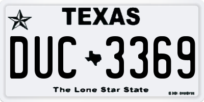 TX license plate DUC3369
