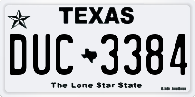 TX license plate DUC3384