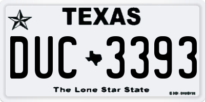 TX license plate DUC3393
