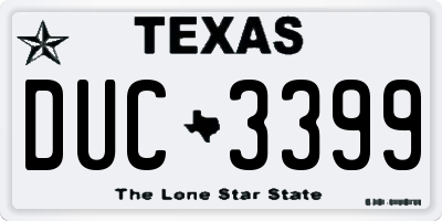TX license plate DUC3399