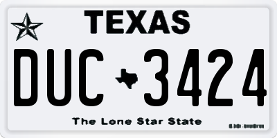 TX license plate DUC3424