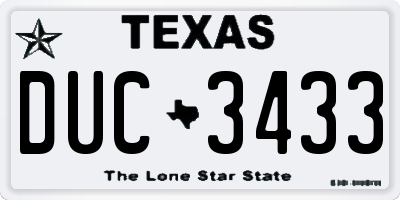 TX license plate DUC3433