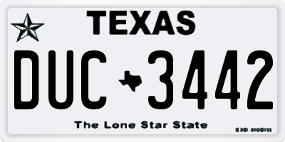 TX license plate DUC3442