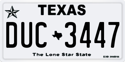 TX license plate DUC3447