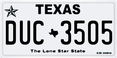 TX license plate DUC3505