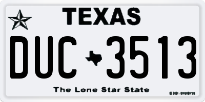 TX license plate DUC3513