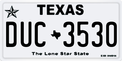 TX license plate DUC3530
