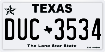 TX license plate DUC3534