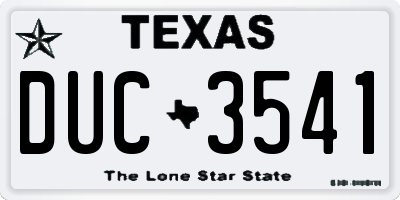TX license plate DUC3541