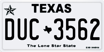 TX license plate DUC3562
