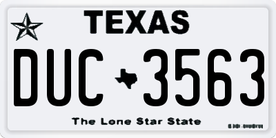TX license plate DUC3563