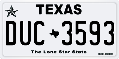 TX license plate DUC3593