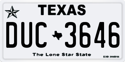 TX license plate DUC3646