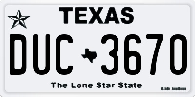 TX license plate DUC3670