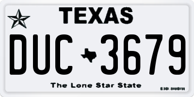 TX license plate DUC3679