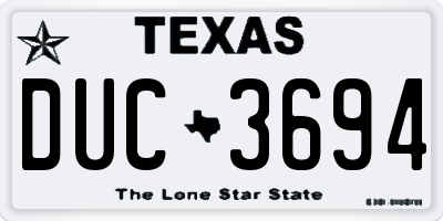 TX license plate DUC3694