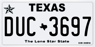 TX license plate DUC3697