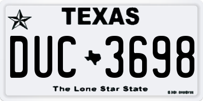 TX license plate DUC3698