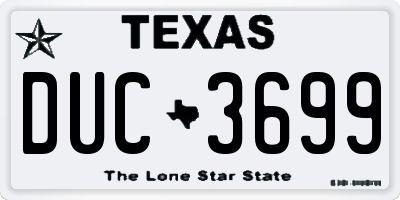 TX license plate DUC3699