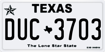 TX license plate DUC3703