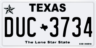 TX license plate DUC3734