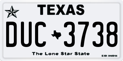 TX license plate DUC3738