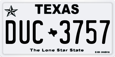 TX license plate DUC3757