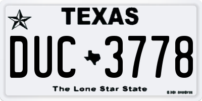TX license plate DUC3778