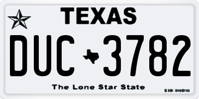 TX license plate DUC3782