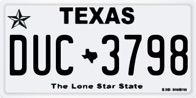 TX license plate DUC3798