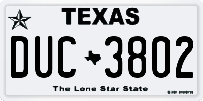 TX license plate DUC3802