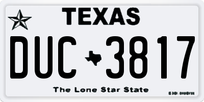 TX license plate DUC3817