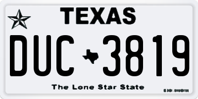 TX license plate DUC3819