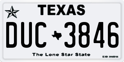 TX license plate DUC3846