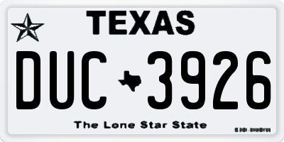 TX license plate DUC3926
