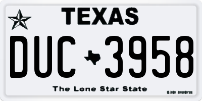 TX license plate DUC3958