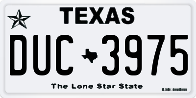 TX license plate DUC3975