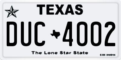 TX license plate DUC4002