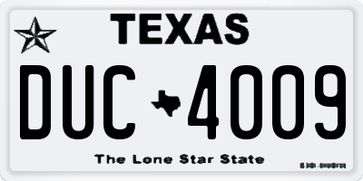TX license plate DUC4009