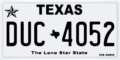 TX license plate DUC4052