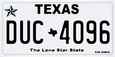 TX license plate DUC4096