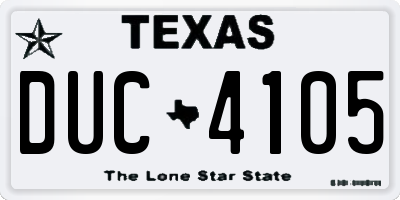TX license plate DUC4105