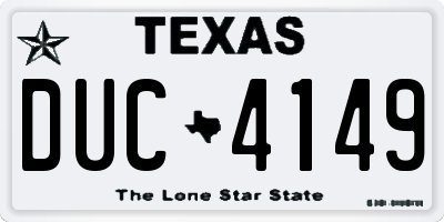 TX license plate DUC4149