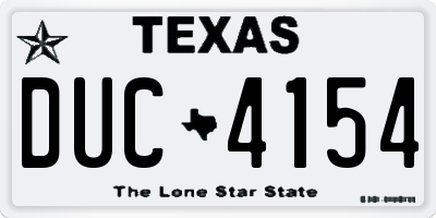 TX license plate DUC4154