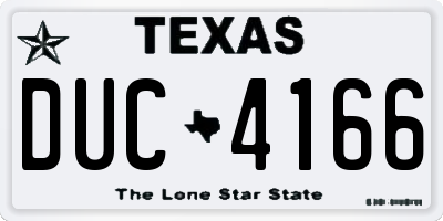 TX license plate DUC4166