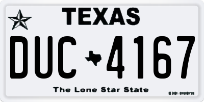 TX license plate DUC4167