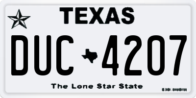 TX license plate DUC4207