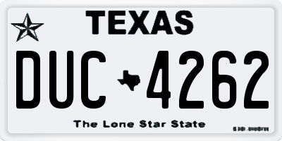 TX license plate DUC4262