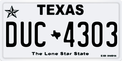 TX license plate DUC4303