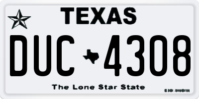 TX license plate DUC4308